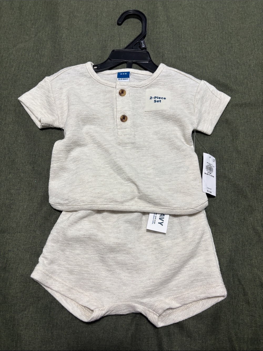 Old Navy Cream Short-Sleeve Henley Top & Matching Shorts Set